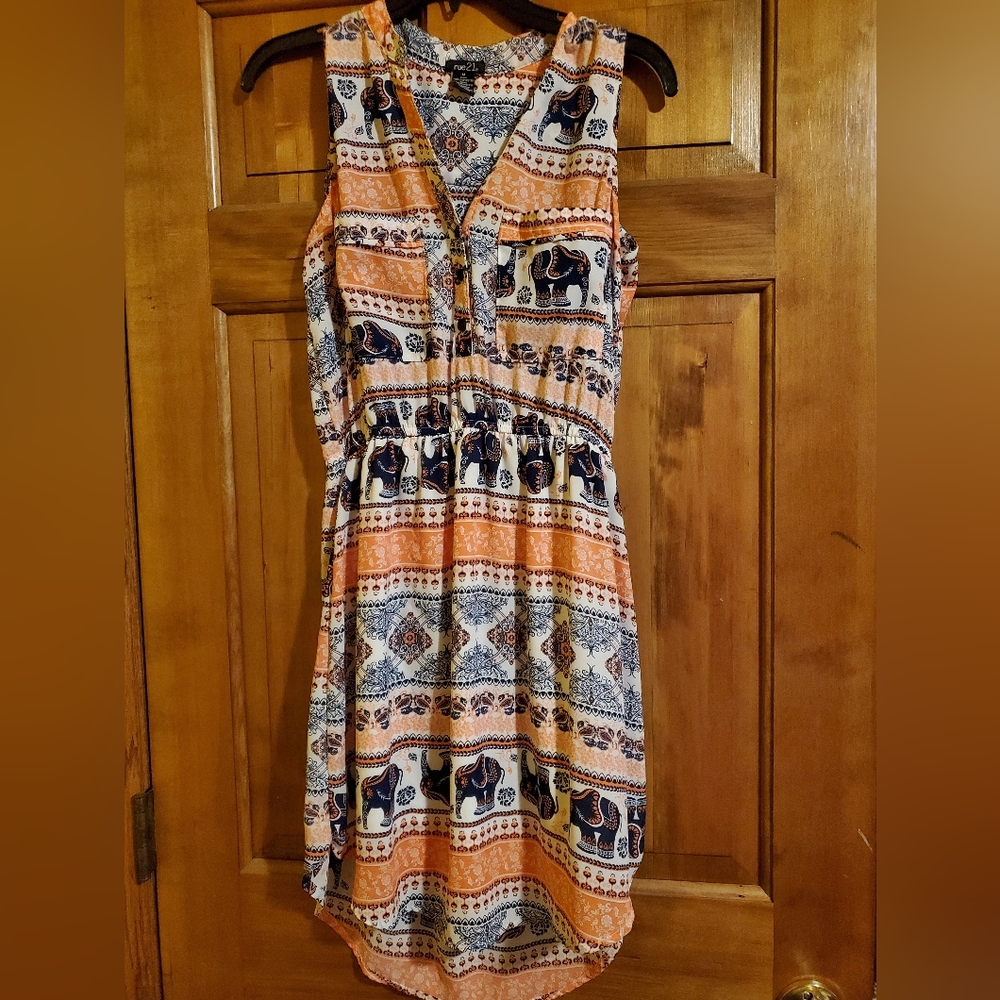 Rue21 Orange tribal print v neck mini dress
